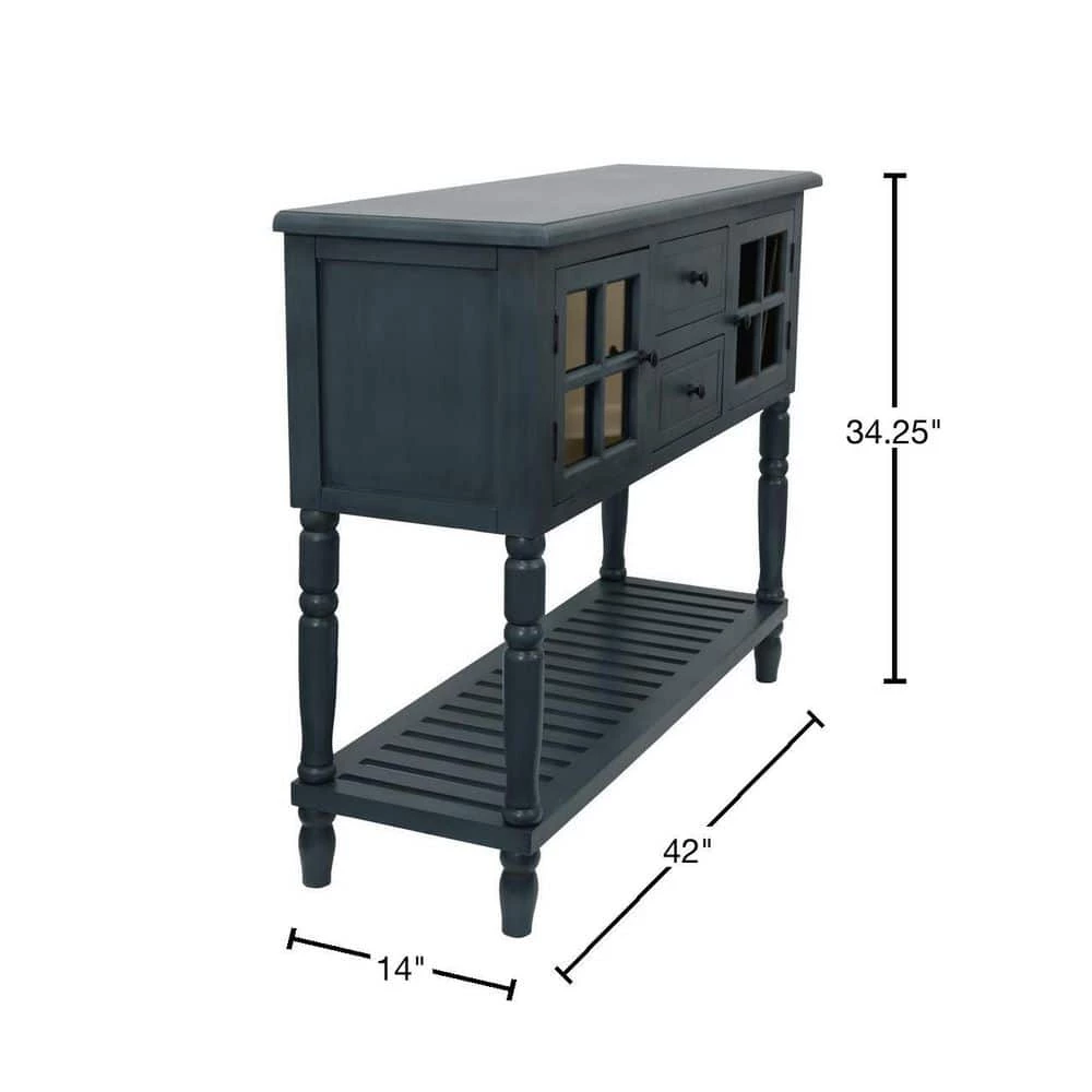 Morgan 42 in. Antique Navy Blue Standard Rectangle Wood Console Table with Drawers by Decor Therapy 3 Morgan 42 in. Antique Navy Blue Standard Rectangle Wood Console Table with Drawers by Decor Therapy - Image 3