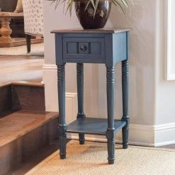 Simplify Antique Navy End Table by Decor Therapy -Decor Therapy Sale antique navy with natural wood top decor therapy end side tables fr11041 31 1000