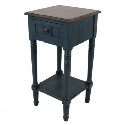 Simplify Antique Navy End Table by Decor Therapy -Decor Therapy Sale antique navy with natural wood top decor therapy end side tables fr11041 c3 1000