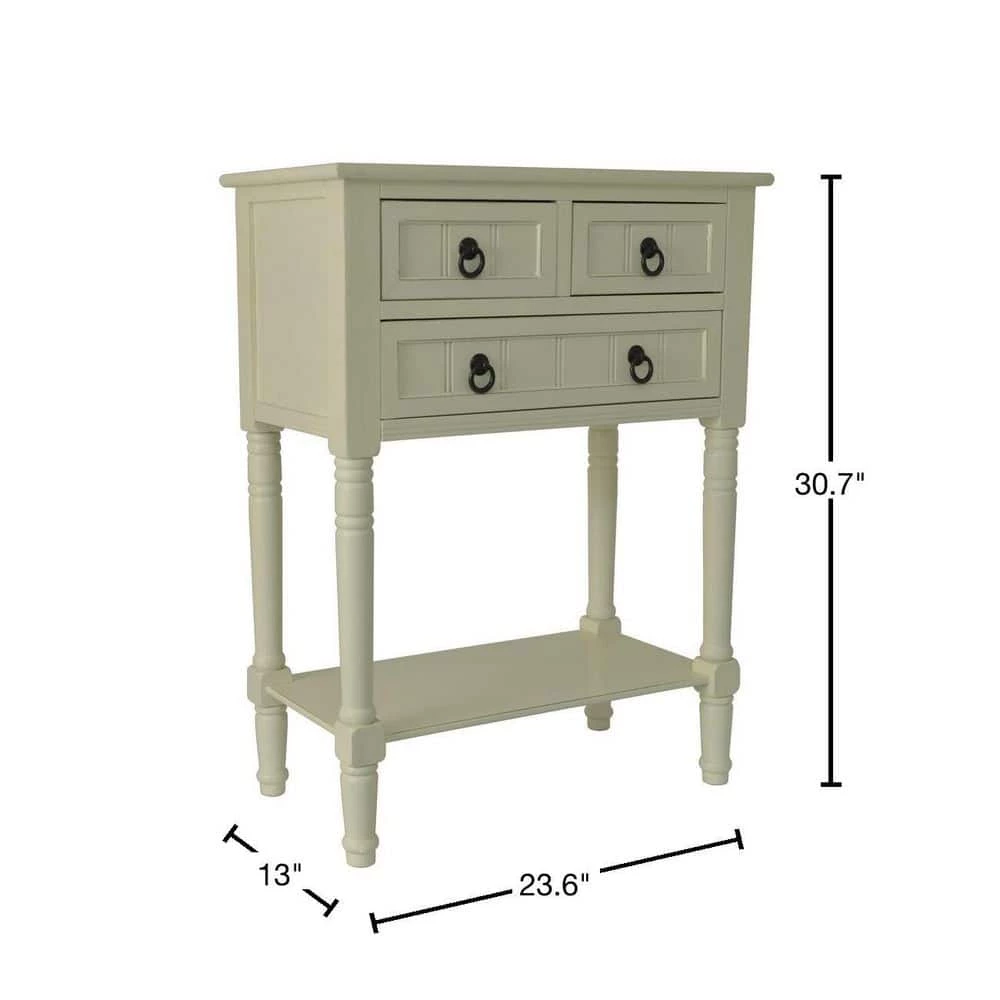 24 in. Antique White Standard Rectangle Wood Console Table with Drawers by Decor Therapy 3 24 in. Antique White Standard Rectangle Wood Console Table with Drawers by Decor Therapy - Image 3