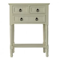 24 in. Antique White Standard Rectangle Wood Console Table with Drawers by Decor Therapy
