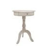 Pedestal Antique White End Table with Drawer by Decor Therapy