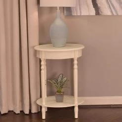 Simplify Antique White Oval End Table by Decor Therapy -Decor Therapy Sale antique white decor therapy end side tables fr1473 c3 1000