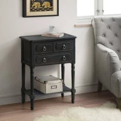 Savannah 3-Drawer Black Chest of Drawers 24 in. W x 30 in. x 13 in. by 4D Concepts -Decor Therapy Sale black 4d concepts chest of drawers 10159 31 1000