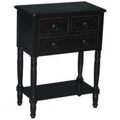 Savannah 3-Drawer Black Chest of Drawers 24 in. W x 30 in. x 13 in. by 4D Concepts
