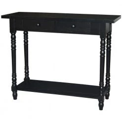 Savannah 38 in. Black Standard Rectangle Wood Console Table with Drawers by 4D Concepts