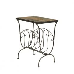 Wales 22 in. Black Stone Slate Top Magazine Table by 4D Concepts
