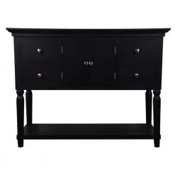 Taylor 42 in. Black/Brown Standard Rectangle Wood Console Table with 4-Drawers by Decor Therapy