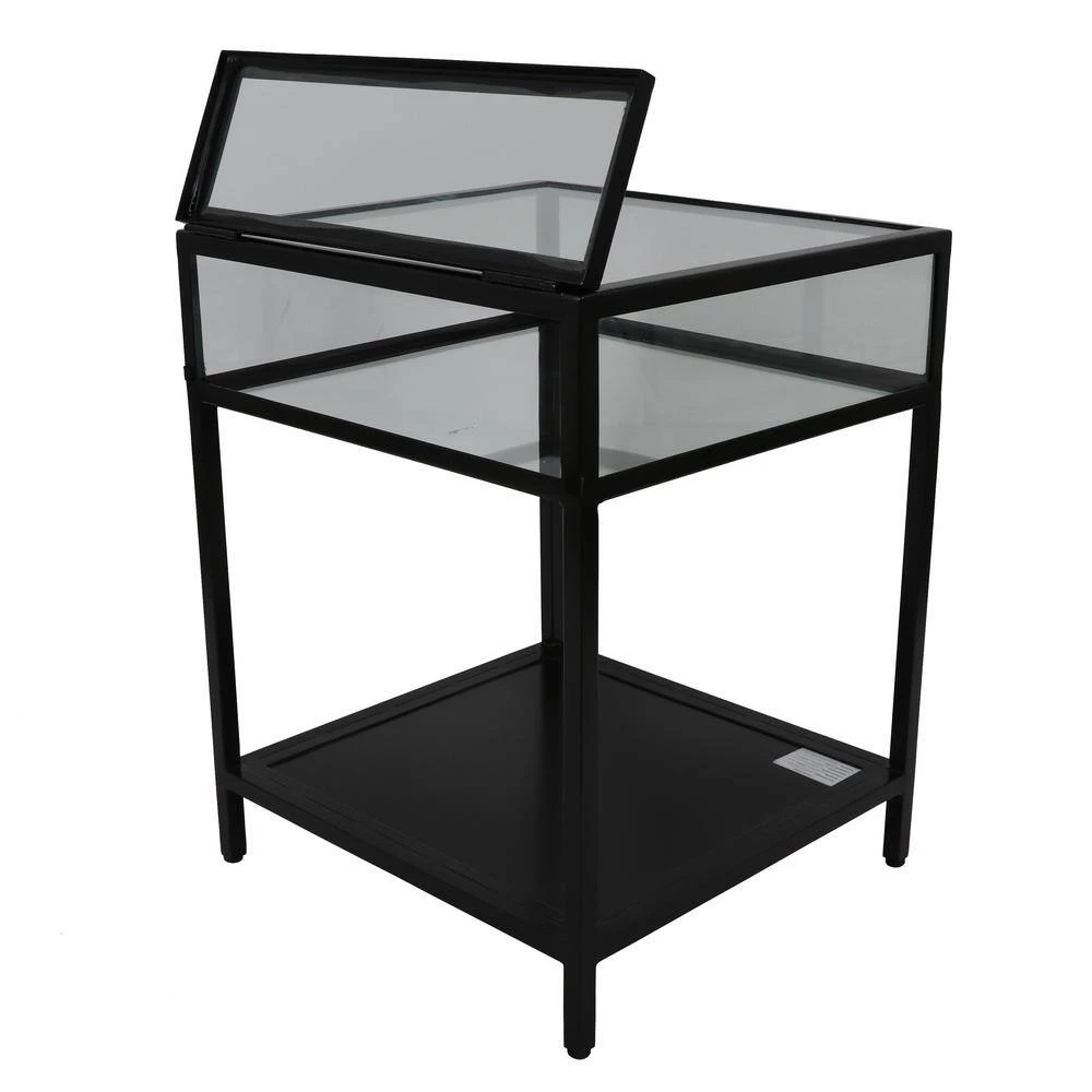 25 in. Clear Glass and Black Metal End Table by Decor Therapy 6 25 in. Clear Glass and Black Metal End Table by Decor Therapy - Image 6