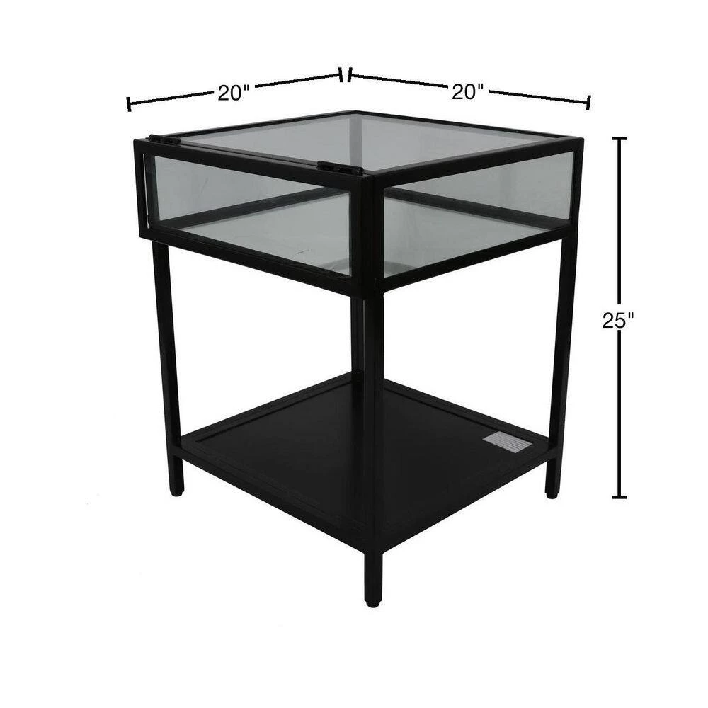 25 in. Clear Glass and Black Metal End Table by Decor Therapy 3 25 in. Clear Glass and Black Metal End Table by Decor Therapy - Image 3