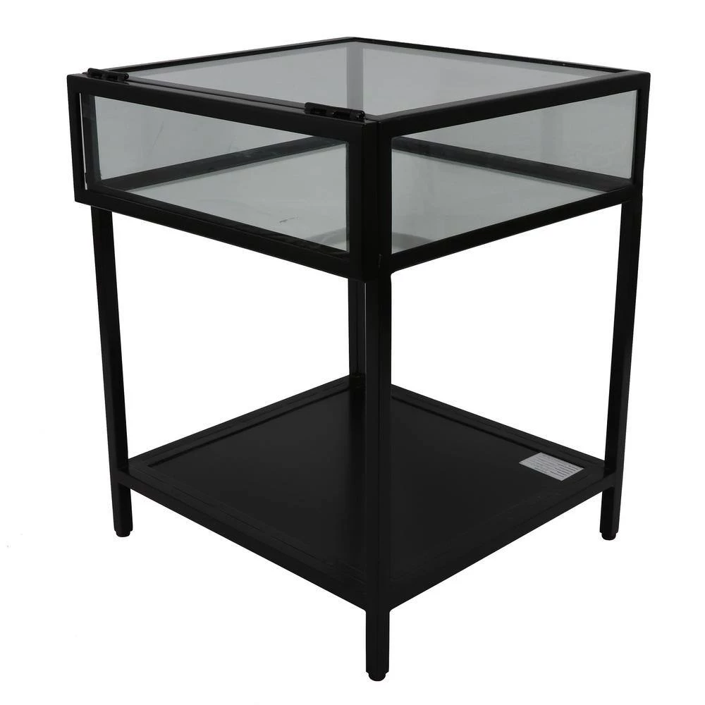 25 in. Clear Glass and Black Metal End Table by Decor Therapy 5 25 in. Clear Glass and Black Metal End Table by Decor Therapy - Image 5