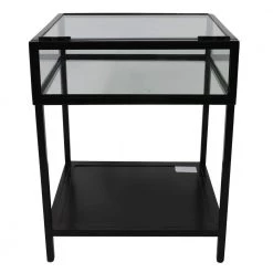 Decor Therapy Sale 3 25 in. Clear Glass and Black Metal End Table by Decor Therapy