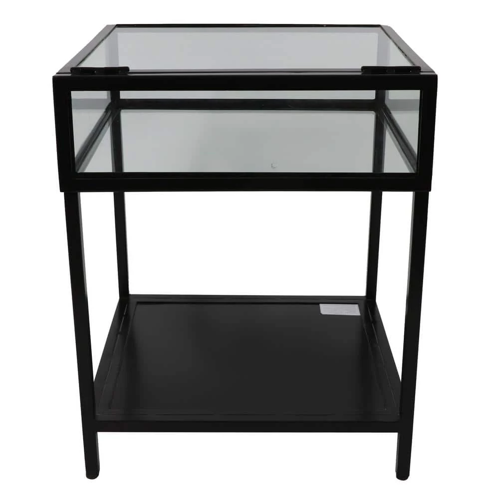 25 in. Clear Glass and Black Metal End Table by Decor Therapy 1 25 in. Clear Glass and Black Metal End Table by Decor Therapy