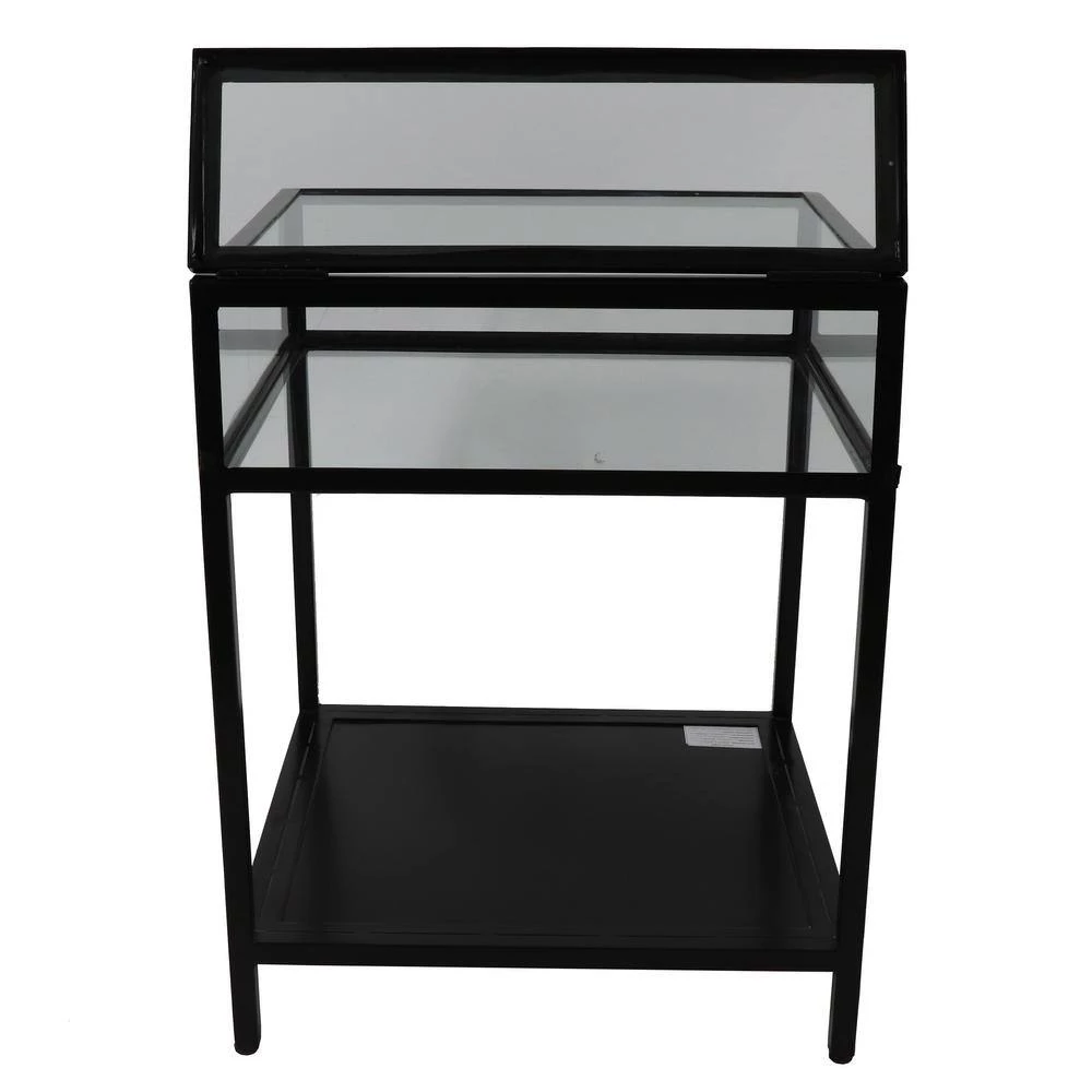 25 in. Clear Glass and Black Metal End Table by Decor Therapy 4 25 in. Clear Glass and Black Metal End Table by Decor Therapy - Image 4