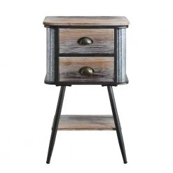 Dena Collection 28 in. Black with 2-Drawer End Table by 4D Concepts