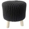 Deidra 17 in. Black Backless Wood Accent Stool with Upholstered Seat by Decor Therapy
