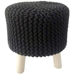 Deidra 17 in. Black Backless Wood Accent Stool with Upholstered Seat by Decor Therapy