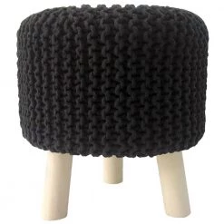 Deidra 17 in. Black Backless Wood Accent Stool with Upholstered Seat by Decor Therapy -Decor Therapy Sale black decor therapy bar stools fr11444 c3 1000