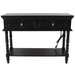 Mona 32 in. Black Rectangle Wood Console Table with 2-Drawers by Decor Therapy