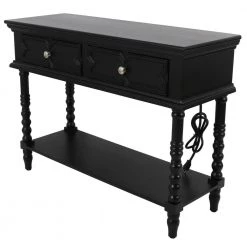 Mona 32 in. Black Rectangle Wood Console Table with 2-Drawers by Decor Therapy -Decor Therapy Sale black decor therapy console tables fr8818 c3 1000