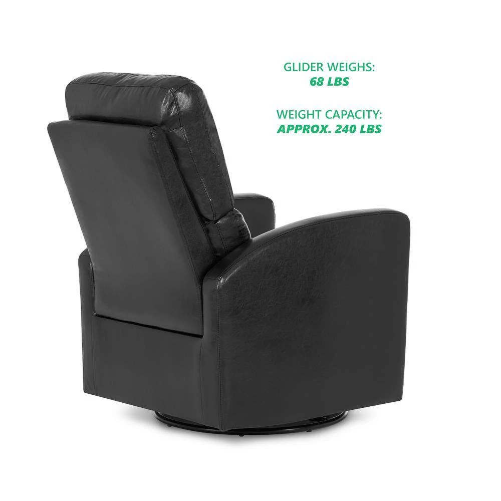 Habana Black Glider/Swivel Glider/Easy Assembly Glider Chair by Evolur 4 Habana Black Glider/Swivel Glider/Easy Assembly Glider Chair by Evolur - Image 4