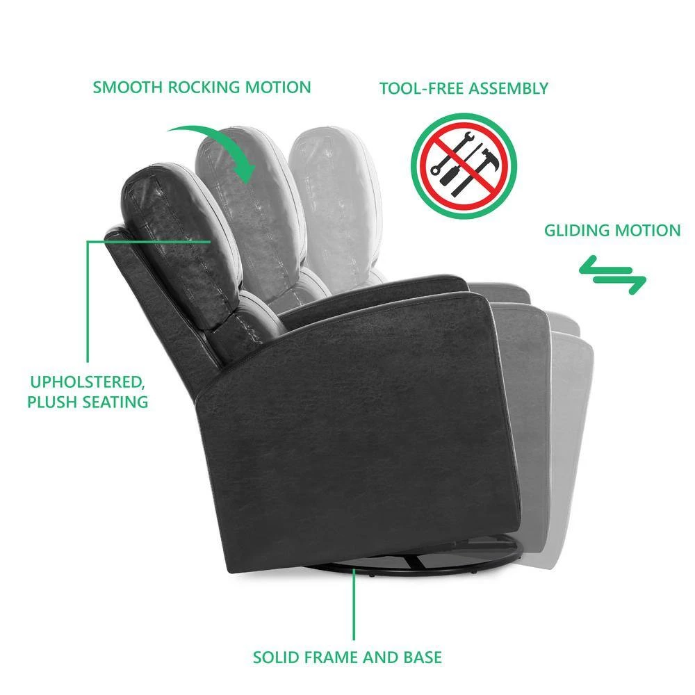 Habana Black Glider/Swivel Glider/Easy Assembly Glider Chair by Evolur 3 Habana Black Glider/Swivel Glider/Easy Assembly Glider Chair by Evolur - Image 3