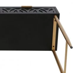 Ballerine 38 in. Black and Gold Standard Rectangle Wood and Metal Console Table with Drawers by Decor Therapy -Decor Therapy Sale black gold decor therapy console tables fr11420 1d 1000