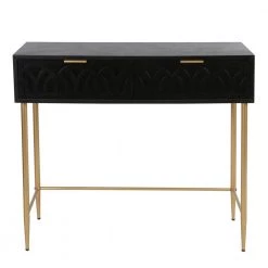 Ballerine 38 in. Black and Gold Standard Rectangle Wood and Metal Console Table with Drawers by Decor Therapy