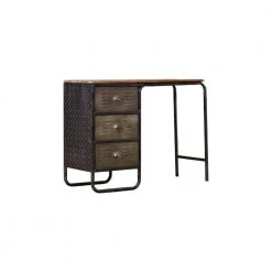 42 in. Rectangular Black/Grey 3-Drawer Metal Writing Desk by 4D Concepts