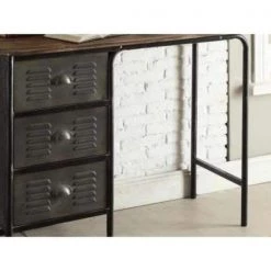 42 in. Rectangular Black/Grey 3-Drawer Metal Writing Desk by 4D Concepts -Decor Therapy Sale black grey 4d concepts writing desks 10088 77 1000