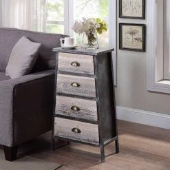 Claremont 4-Drawer Black and Gray Metal Chest (18 in. x 31 in.) by 4D Concepts -Decor Therapy Sale black metal 4d concepts chest of drawers 683019 31 1000