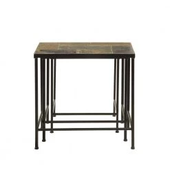 Wales Stone 18-20 in. Black 3 Piece Slate Top Nesting Tables by 4D Concepts -Decor Therapy Sale black metal slate 4d concepts coffee tables 10169 c3 1000