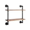 Irvine 25.6 in. Brown Wood and Metal 2-Shelf Piping Bookcase by 4D Concepts