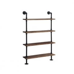 Turner 47.25 in. 4-Brown Wood and Metal 4-Shelf Piping Bookcase by 4D Concepts