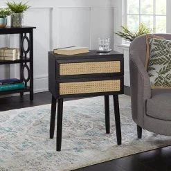 20 in. Trenton Black and Rattan Square Wood Side Table with Storage Drawers by Decor Therapy 17 20 in. Trenton Black and Rattan Square Wood Side Table with Storage Drawers by Decor Therapy -Decor Therapy Sale black rattan decor therapy end side tables fr11425 31 1000