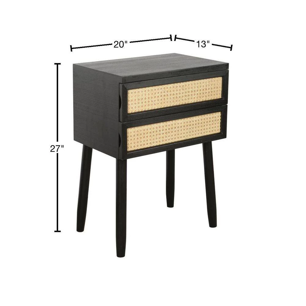 20 in. Trenton Black and Rattan Square Wood Side Table with Storage Drawers by Decor Therapy 3 20 in. Trenton Black and Rattan Square Wood Side Table with Storage Drawers by Decor Therapy - Image 3