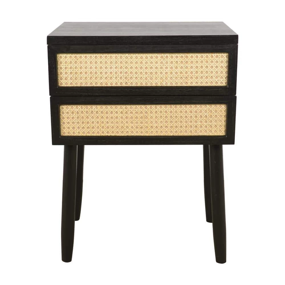 20 in. Trenton Black and Rattan Square Wood Side Table with Storage Drawers by Decor Therapy 1 20 in. Trenton Black and Rattan Square Wood Side Table with Storage Drawers by Decor Therapy
