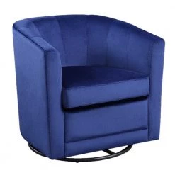 Kappa Blue Velvet Upholstered Swivel Chair by 4D Concepts