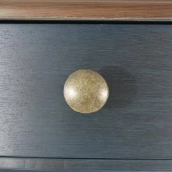 29.75 in. Antique Blue Pedestal End Table with Brown Top by Decor Therapy -Decor Therapy Sale blue decor therapy end side tables fr11036 1f 1000