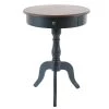 29.75 in. Antique Blue Pedestal End Table with Brown Top by Decor Therapy