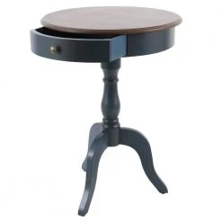 29.75 in. Antique Blue Pedestal End Table with Brown Top by Decor Therapy -Decor Therapy Sale blue decor therapy end side tables fr11036 c3 1000