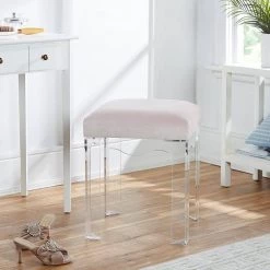 Tina Blush and Acrylic Upholstered Velvet Ottoman by Decor Therapy 7 Tina Blush and Acrylic Upholstered Velvet Ottoman by Decor Therapy -Decor Therapy Sale blush clear decor therapy ottomans fr11316 31 1000