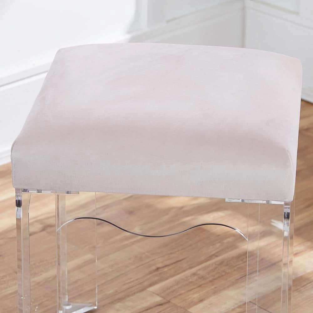 Tina Blush and Acrylic Upholstered Velvet Ottoman by Decor Therapy 2 Tina Blush and Acrylic Upholstered Velvet Ottoman by Decor Therapy - Image 2