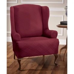 Stretch Double Diamond Brick Wing Chair Slipcover by Stretch Sensations -Decor Therapy Sale brick stretch sensations slipcovers 9228wingbrick 31 1000