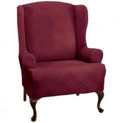 Stretch Double Diamond Brick Wing Chair Slipcover by Stretch Sensations