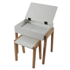 Mid-Century Modern Bright and Natural Wood White Desk and Stool by Decor Therapy -Decor Therapy Sale bright white and natural wood decor therapy kids desks mp2013 77 1000