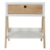 Bright White Natural Wood Side Table by Decor Therapy