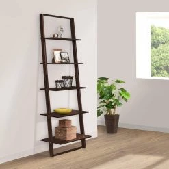 Lytle Creek 72.4 in. 4 Shelf Brown Wood Ladder Bookcase by 4D Concepts -Decor Therapy Sale brown 4d concepts bookcases bookshelves 10053 31 1000