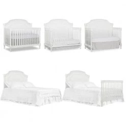 Julienne Brush White 5-in-1 Convertible Crib by Evolur -Decor Therapy Sale brush white evolur cribs 837 bw 4f 1000