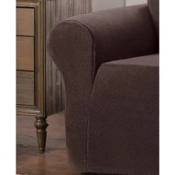 Stretch Sherpa Chocolate Sofa Slipcover by Stretch Sensations -Decor Therapy Sale chocolate stretch sensations slipcovers 9913sofchocolate 4f 1000